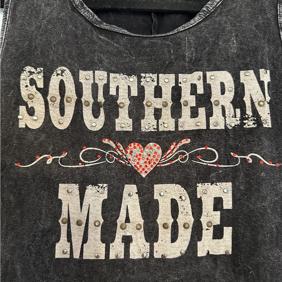 T Party Southern Made Fringe Distressed Country Tank Top | Women’s Size Small - Picture 9 of 12